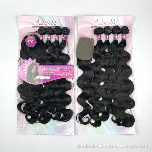 Adorble Premium Synthetic Fiber Amazing Body Wave Package Hair Bundles whole Sale